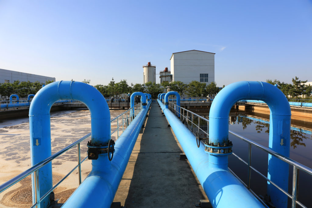 Piping at a wastewater treatment facility